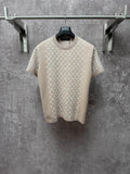 Light beige logo-print T-shirt with ribbed crew neck and short sleeves