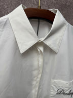 White short-sleeve shirt collar and button placket