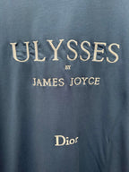 Blue T-shirt chest text: ULYSSES by James Joyce and Dior