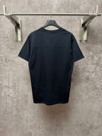 Dark navy short-sleeve T-shirt, back view with stitched yoke seam