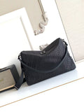 Fendi logo-printed shoulder bag with top zipper and crossbody strap