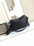 Fendi bag with long shoulder strap and front zipper, dark FF logo pattern