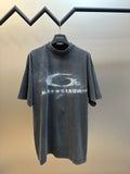 Balenciaga dark gray T-shirt with crew neck and distressed graphic logo print
