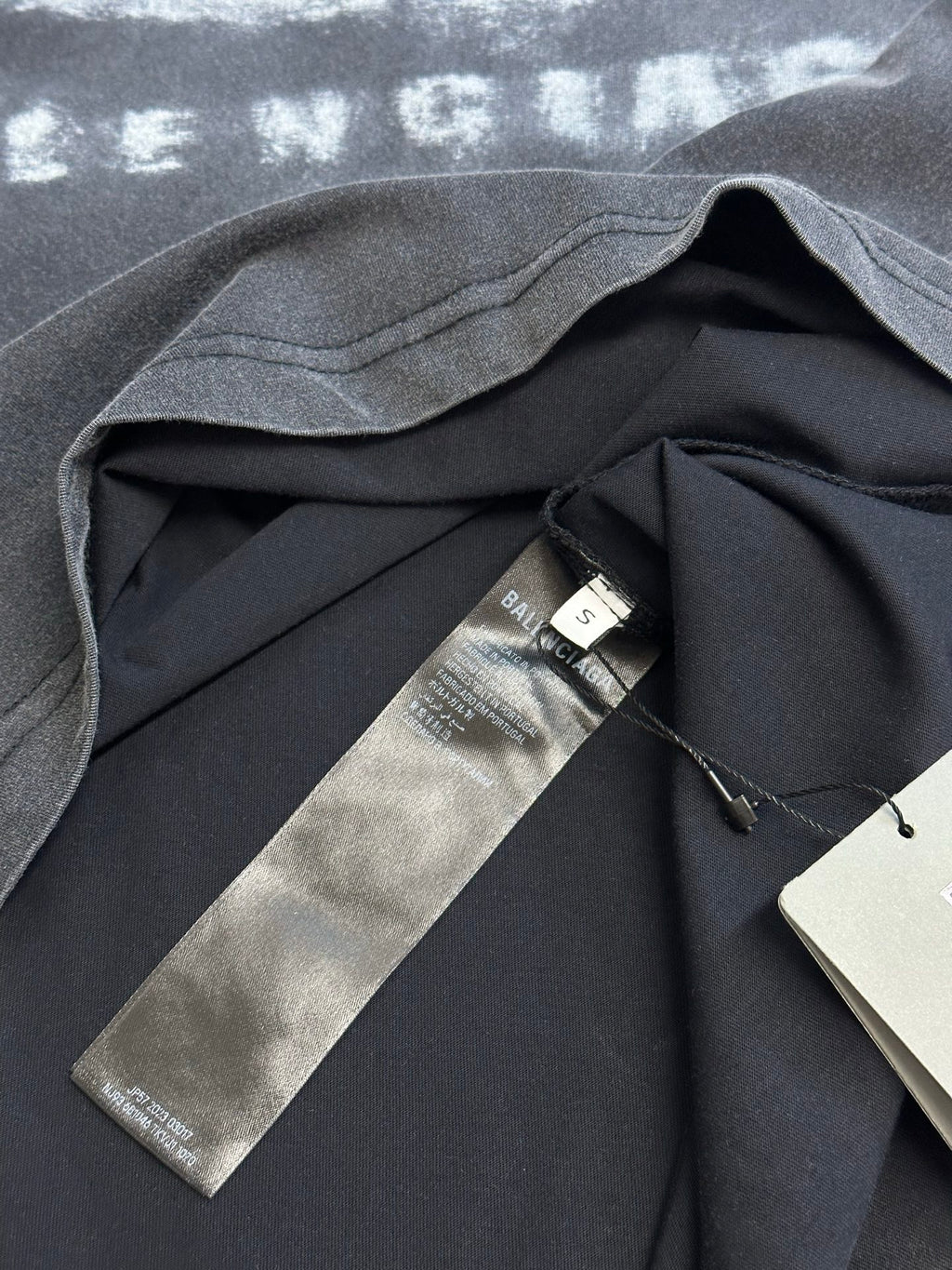 Balenciaga dark gray T-shirt with inner neck label and tag attached