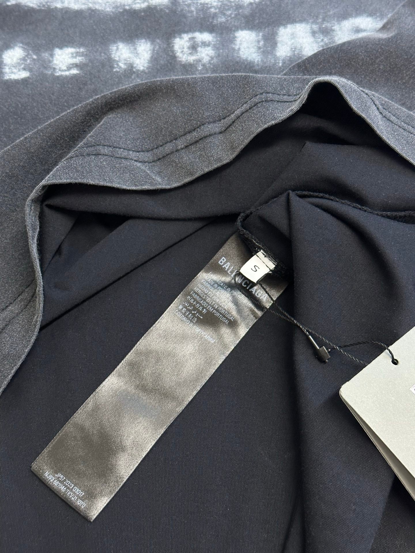 Balenciaga dark gray T-shirt with inner neck label and tag attached
