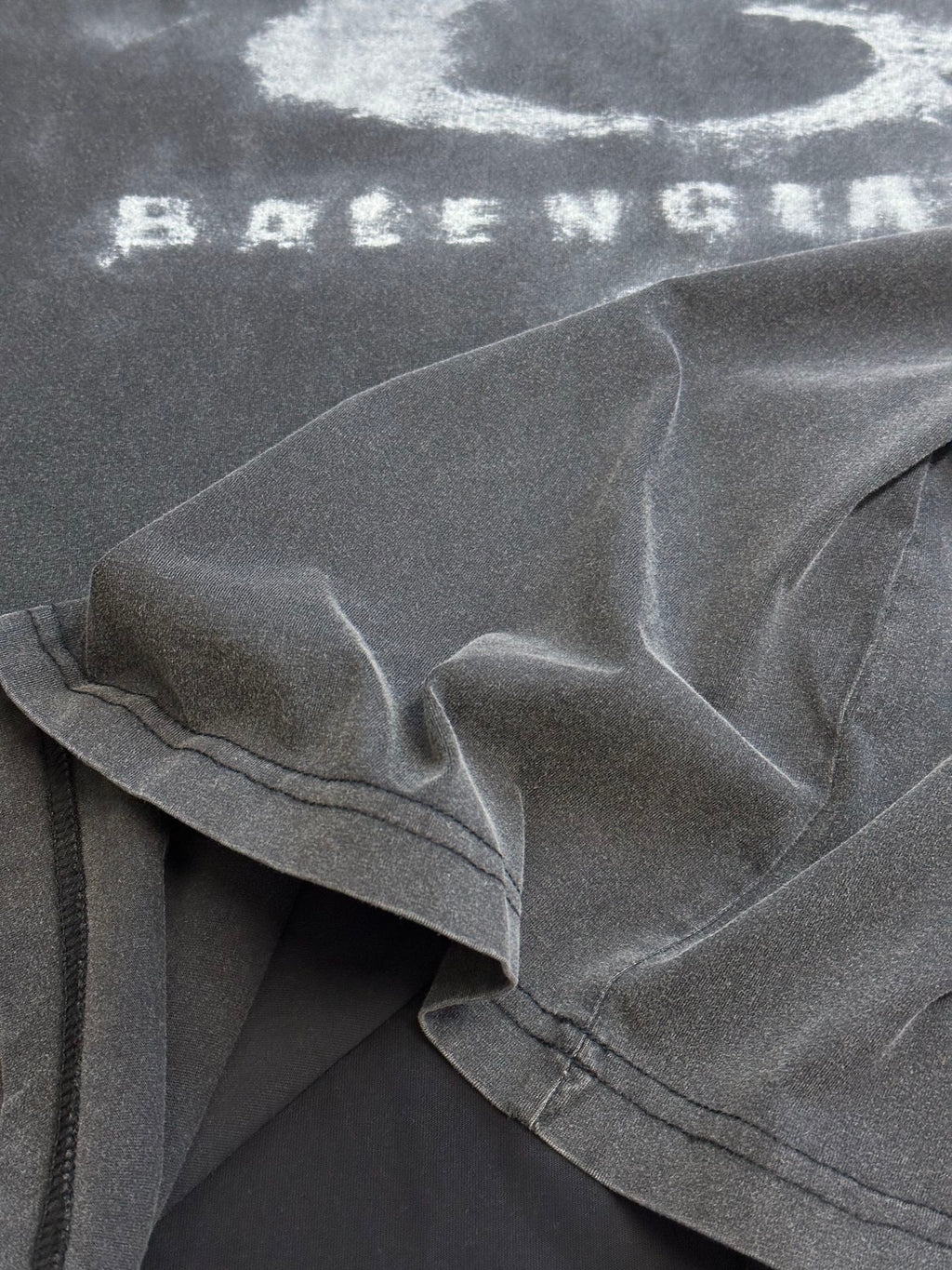 Balenciaga dark gray T-shirt with side drape and short sleeve hem