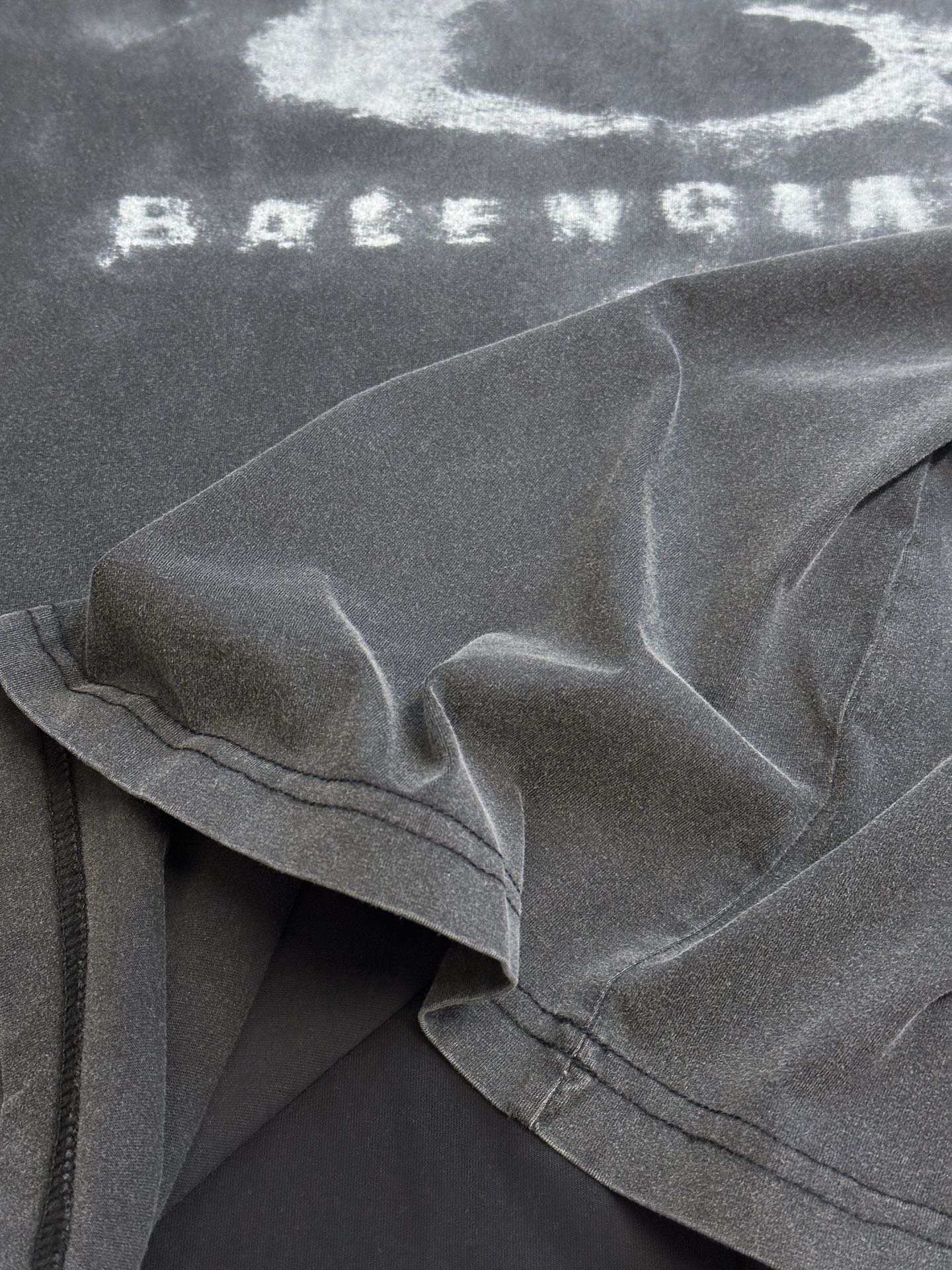 Balenciaga dark gray T-shirt with side drape and short sleeve hem