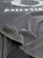 Balenciaga dark gray T-shirt shoulder seam and collar detail