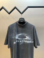 Balenciaga dark gray T-shirt with crew neck and large distressed chest graphic