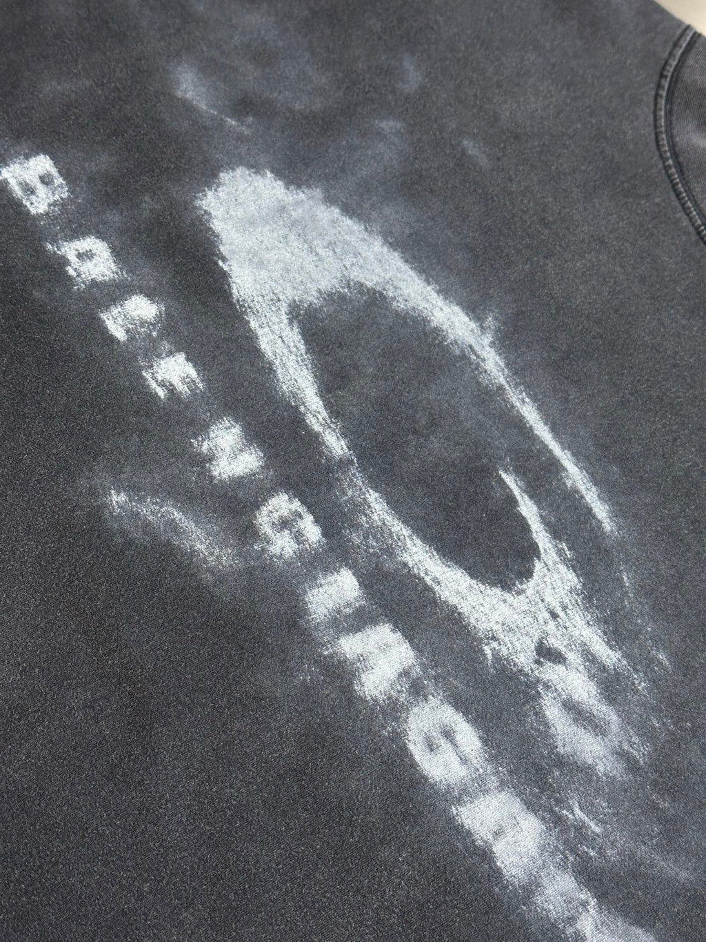 Balenciaga dark gray T-shirt with oversized white distressed logo print