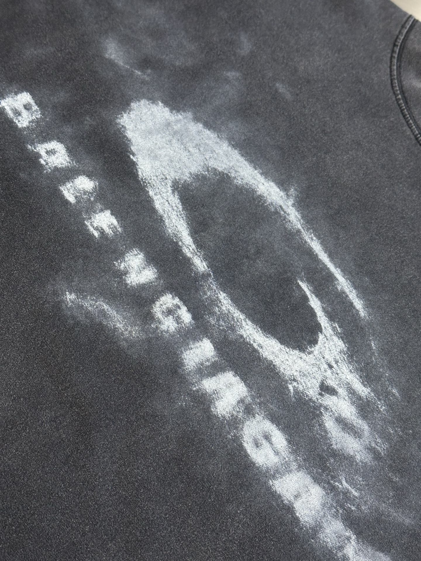 Balenciaga dark gray T-shirt with oversized white distressed logo print