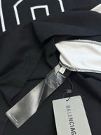 Balenciaga jersey collar with neck tag and stitched label on black fabric