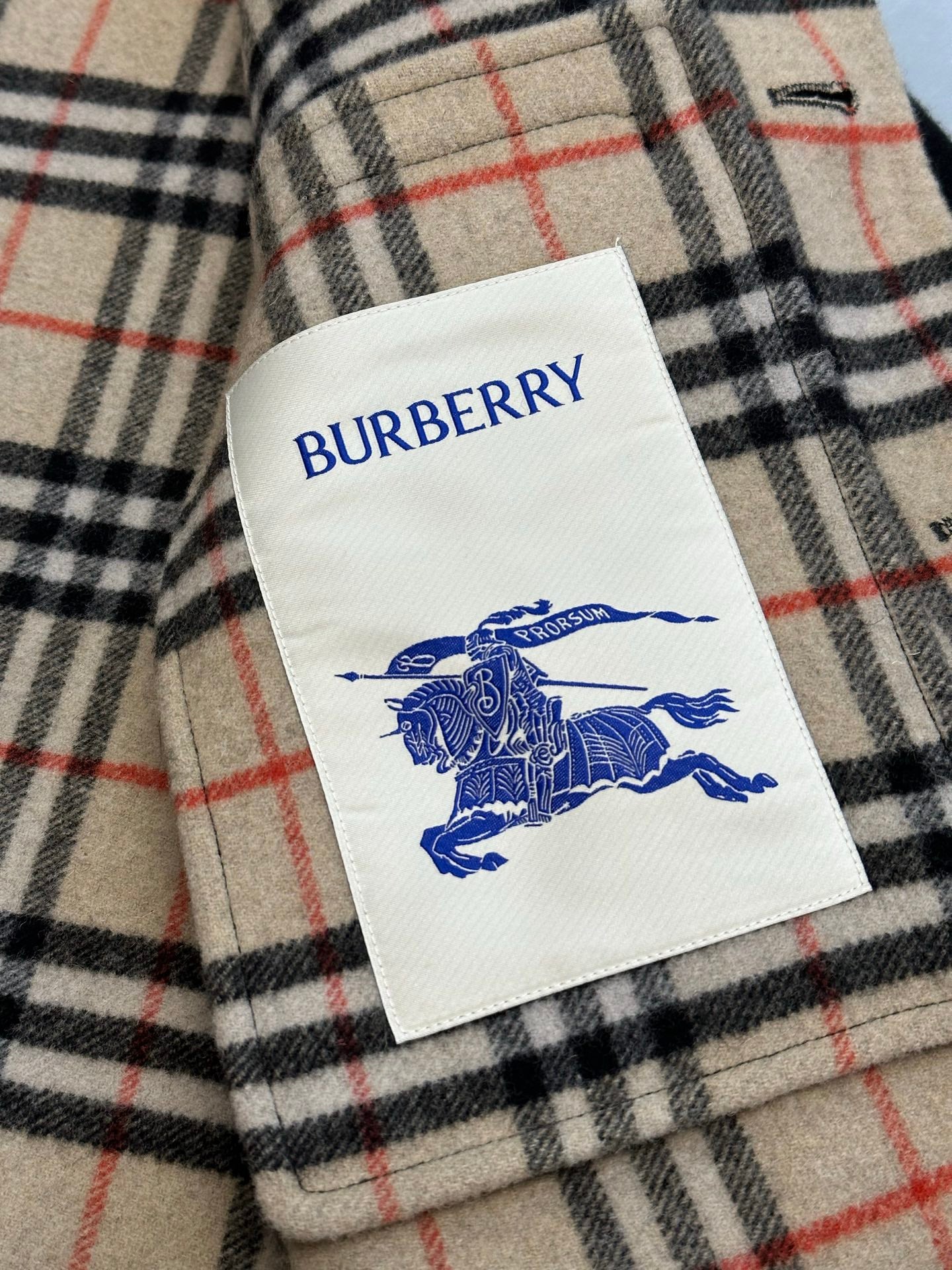Burberry plaid lining with BURBERRY label