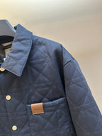 Quilted long jacket shoulder and chest area with Dior patch and front buttons