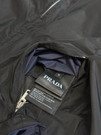 Prada long jacket inner label and stitched pocket with fabric lining