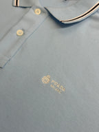 Prada light blue polo shirt chest logo with two-button placket