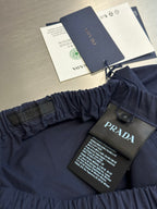 Prada navy shorts with elastic waistband and hang tag included