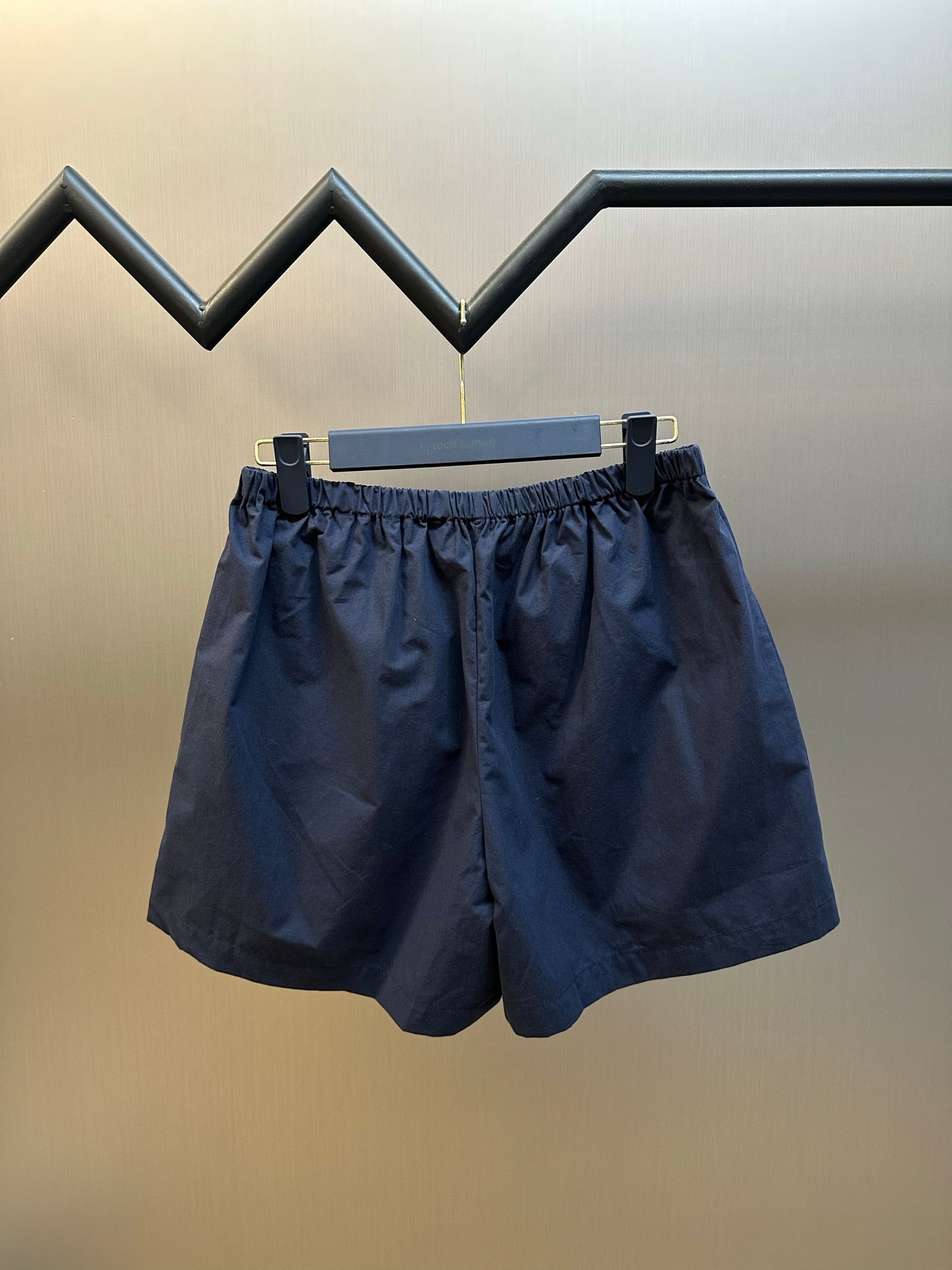 Prada navy shorts with elastic waist and pleated back