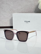 Celine square sunglasses with brown lenses, light tortoise frame and gold-tone temples