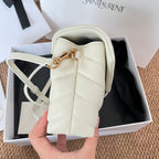 Saint Laurent mini shoulder bag, light cream leather with top handle and strap