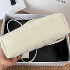 Saint Laurent quilted shoulder bag, light cream leather with front flap and strap