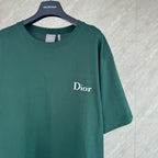 Dark green Dior T-shirt with crew neck and small front Dior logo print