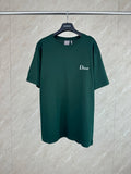 Dark green Dior T-shirt with crew neck and front Dior logo print