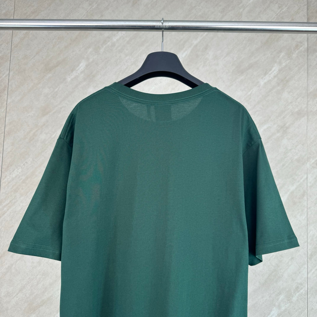Dark green T-shirt back view with short sleeves
