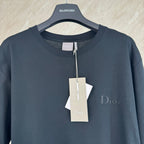 Short-sleeve T-shirt in dark navy with Dior neck tag and chest Dior logo