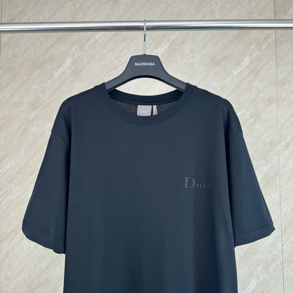 Short-sleeve T-shirt in dark navy with Dior chest logo, crew neck