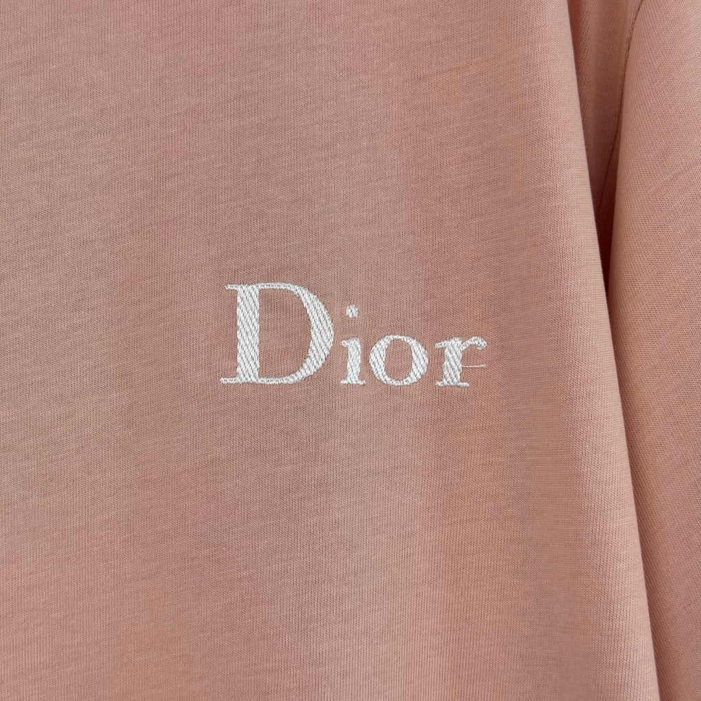 Pink T-shirt with embroidered Dior logo on chest