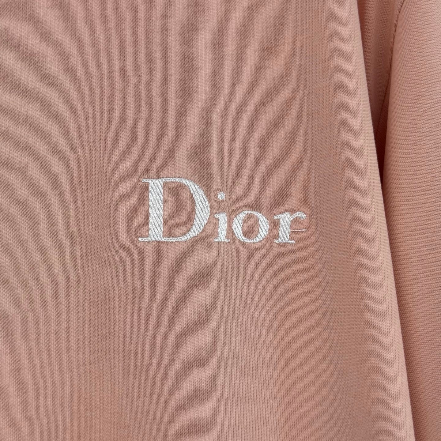 Pink T-shirt with embroidered Dior logo on chest