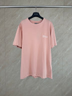 Pink short-sleeve T-shirt with Dior logo at chest