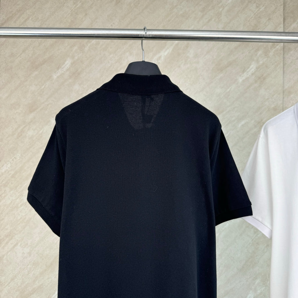 Moncler polo shirt, dark navy, back view, short sleeves, polo collar