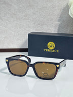 Versace sunglasses with dark blue/black frames and brown tinted lenses