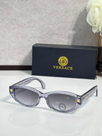 Versace sunglasses with dark blue-gray frame and gray tinted lenses