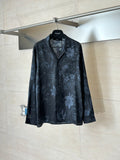 Gucci long-sleeve button-up shirt in dark navy with large floral print