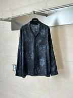 Gucci long-sleeve button-up shirt in dark navy with large floral print