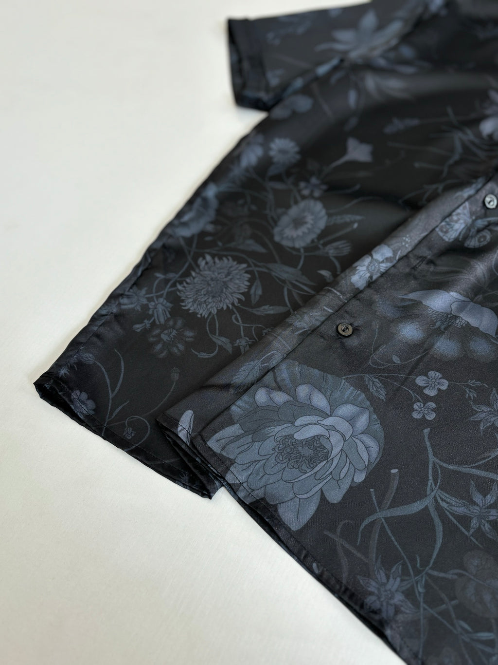 Gucci shorts, dark fabric with blue floral print and side seam