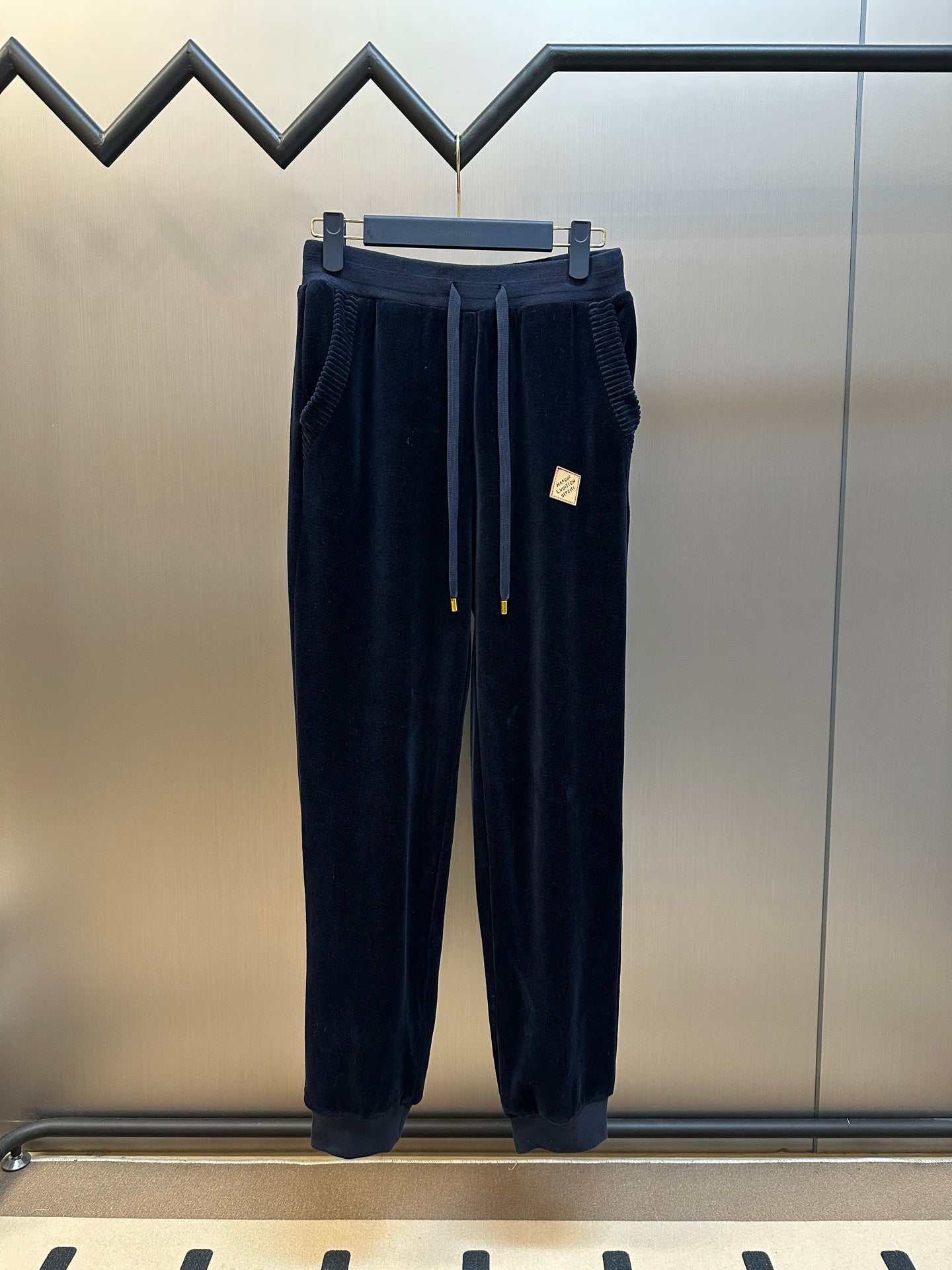 Louis Vuitton drawstring pants, dark navy with elastic waistband and side pockets