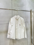 Burberry long-sleeve button-up shirt, white, embroidered logo on chest