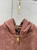 Louis Vuitton monogram hooded jacket, mauve-brown, open hood and central zip
