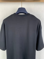 Dark gray crewneck T-shirt back view, plain