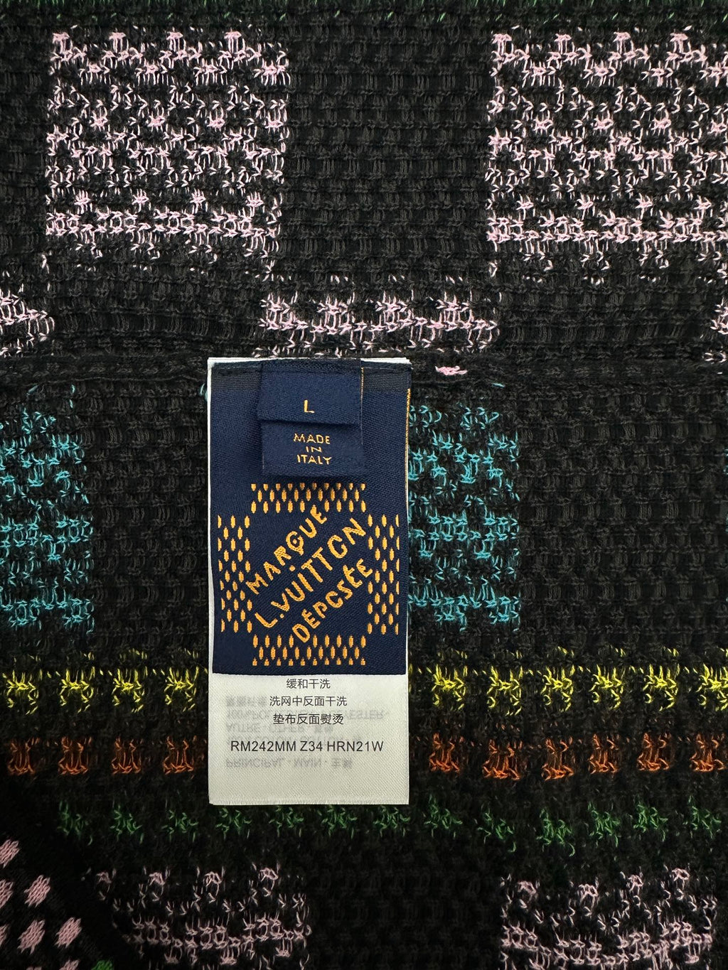 Louis Vuitton shorts care label sewn into garment interior
