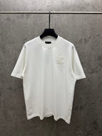 White short-sleeve T-shirt with small Louis Vuitton chest logo
