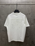 White short-sleeve T-shirt with large Louis Vuitton graphic on back