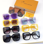 Louis Vuitton sunglasses assortment, mixed frames with colored lenses and gold logo accents