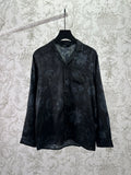 Gucci long-sleeve button-up shirt, dark with light floral pattern