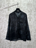 Gucci long-sleeve button-up shirt, dark with light floral pattern