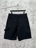 Gucci dark navy shorts with GG-style monogram pattern, belt loops and side pockets
